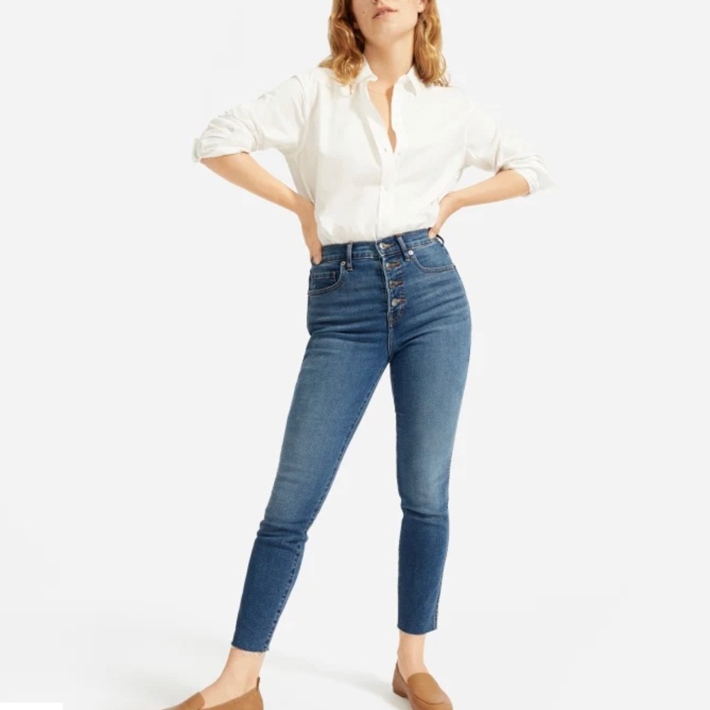 Everlane button fly skinny ankle jeans